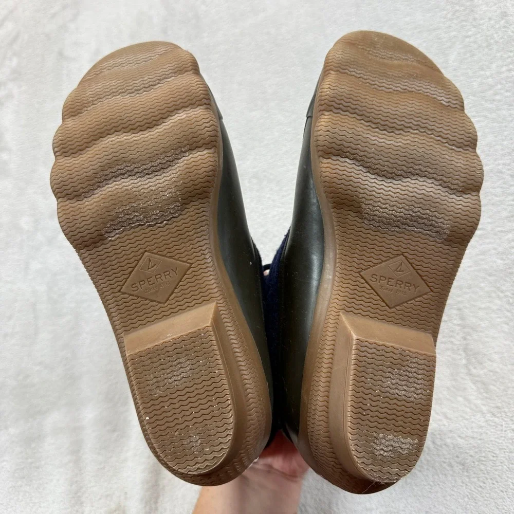 Sperry Boots Women's 8.5 Duck Boots Navy Blue Wool Quilted Saltwater STS83679